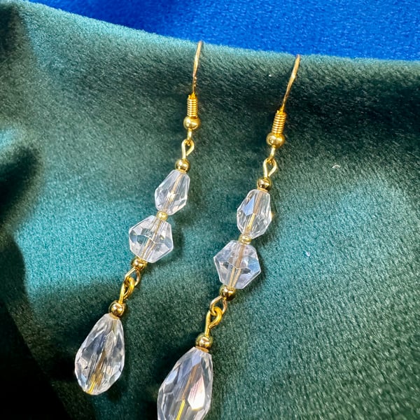 Antique cut glass bead earrings