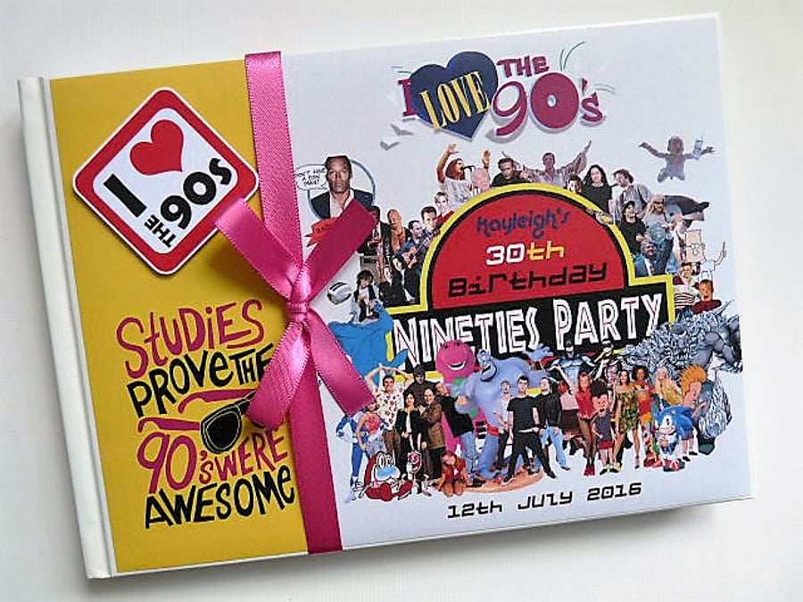 90's themed Birthday Guest Book, I love 90's party book, gift