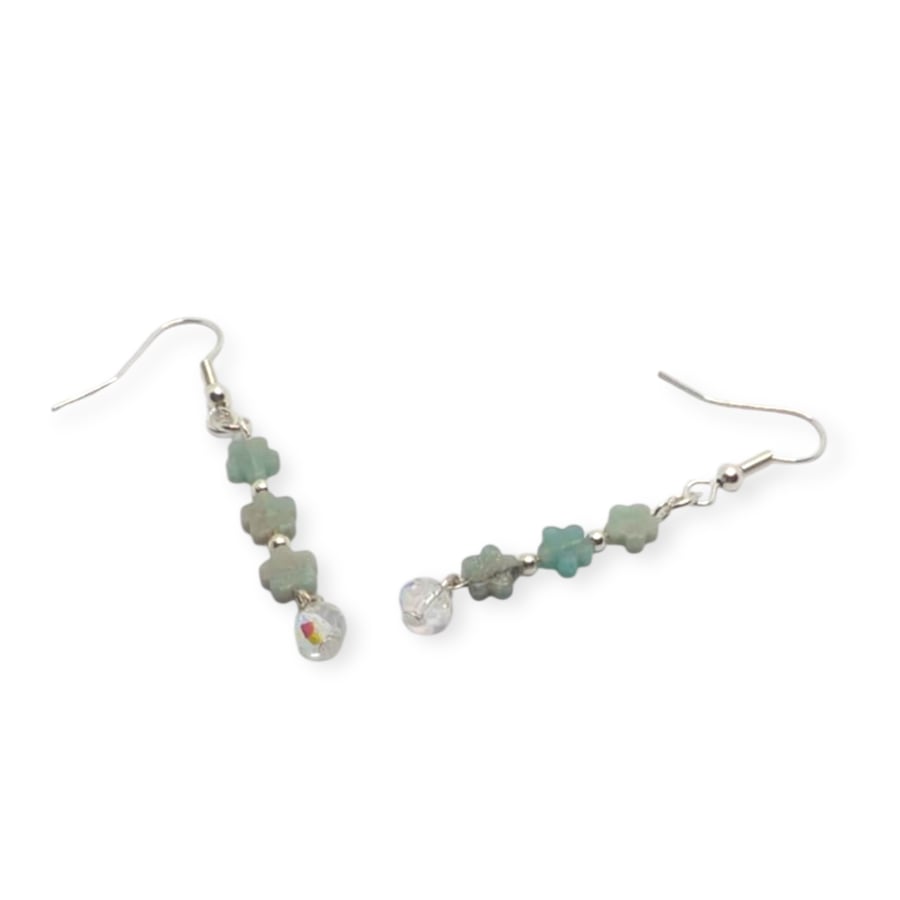 Flower Earrings Quartz Floral Gemstone Dangle Drop Jewellery Gift For Her