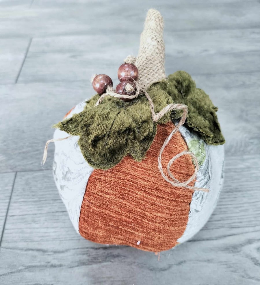 Fabric pumpkin in orange and green