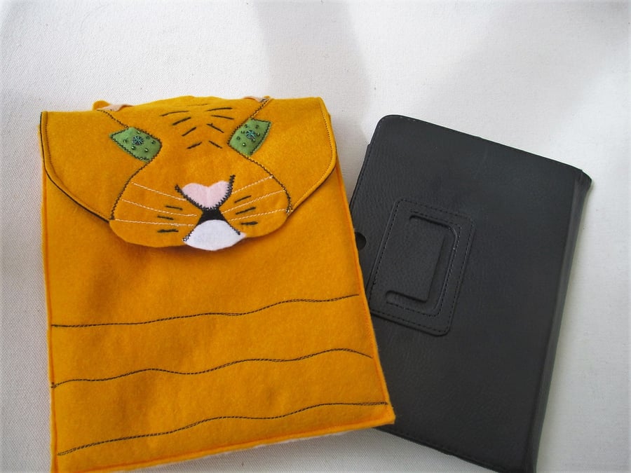 Tiger Kindle Case, Felt Kindle Case, Ipad case, Kindle White Case