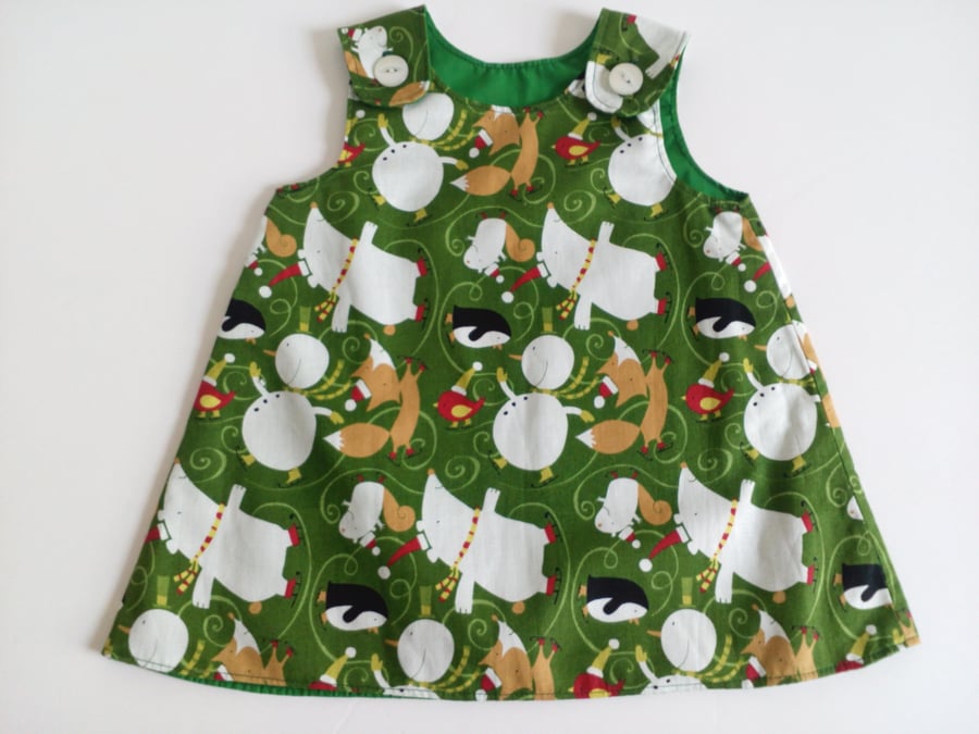 Dress, 6-12 months, A line dress, Winter, pinafore, Christmas Dress