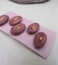5 Small Oval Damson Purple Ceramic Buttons - Image 2
