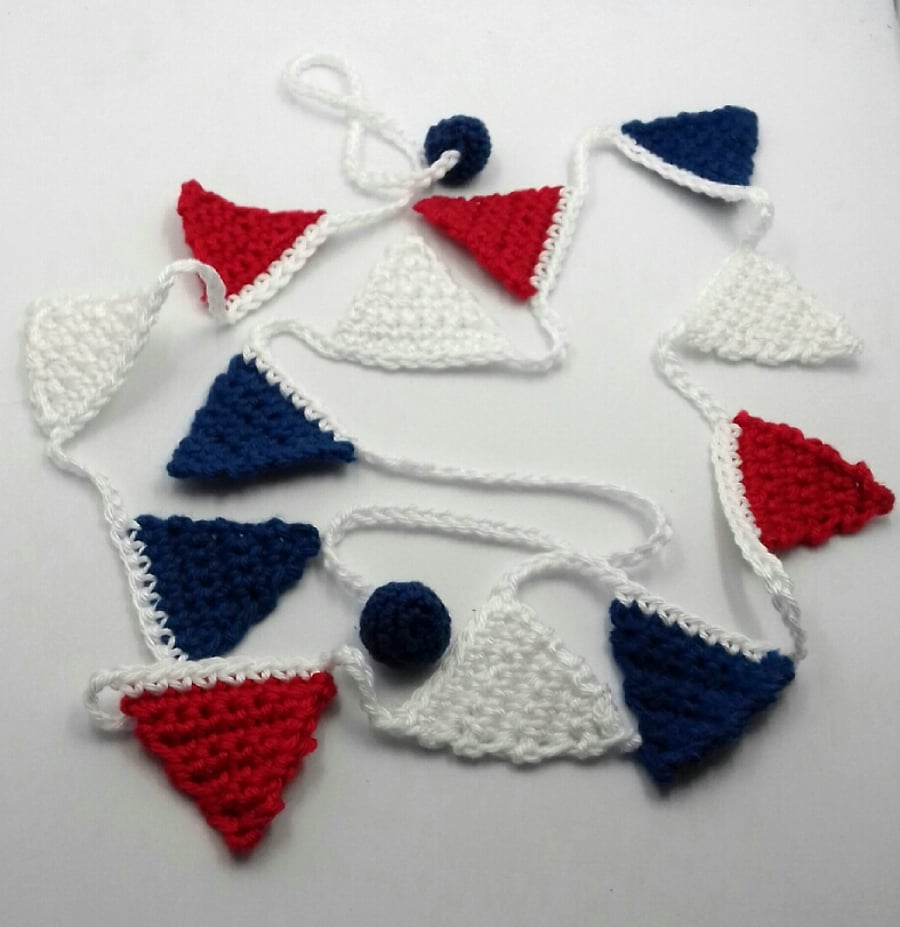 Crochet Red,White and Blue Mini Bunting 