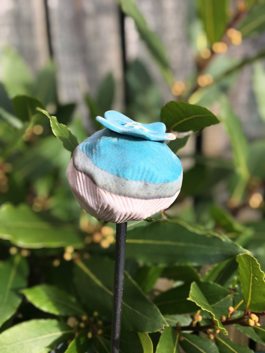 Ceramic garden stake, handmade garden art, indoor or outdoor garden stake