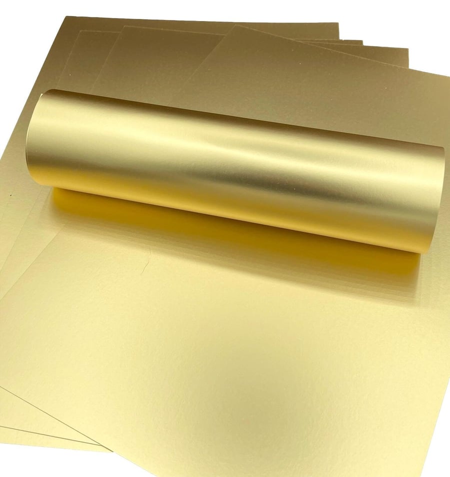 5 Sheets A4 Premium Gold Mirri Silk Effect Card Single Sided 290gsm 107lb Cover