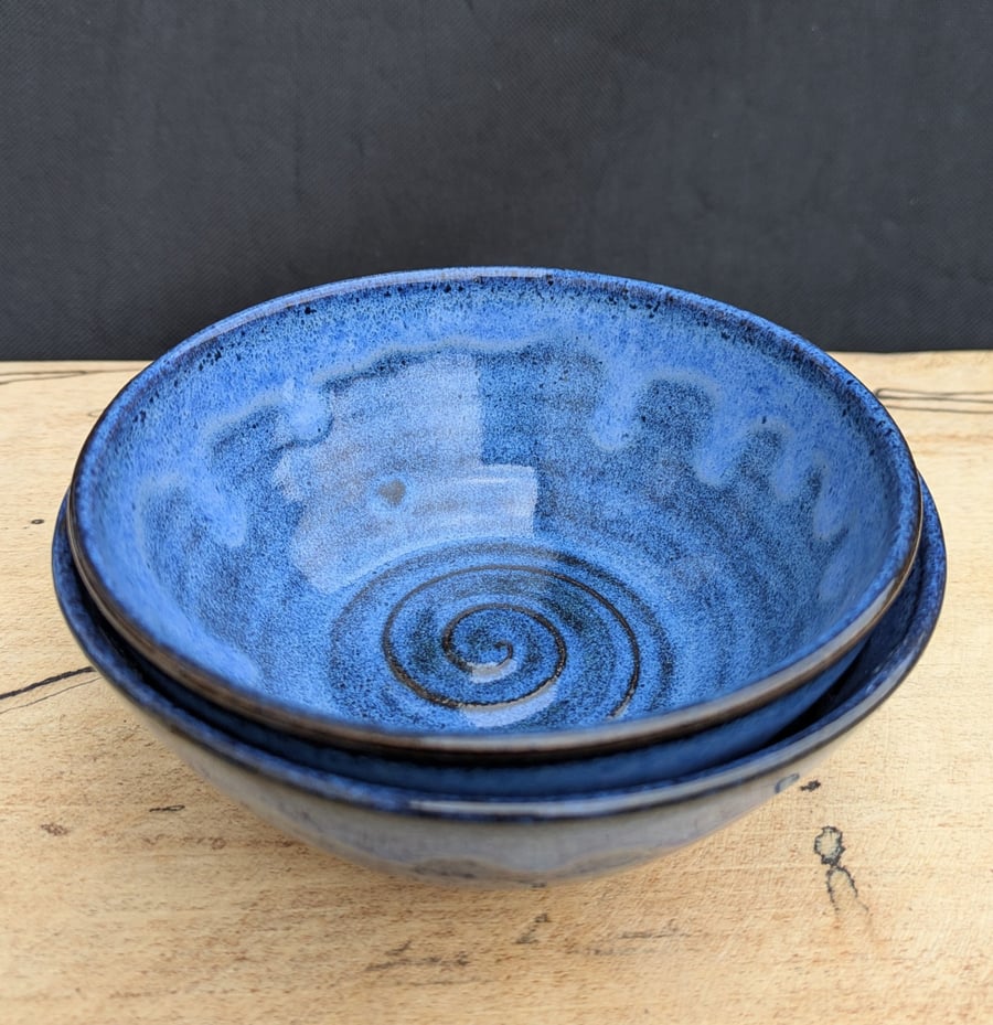 Blue wavy toasted nibble bowls