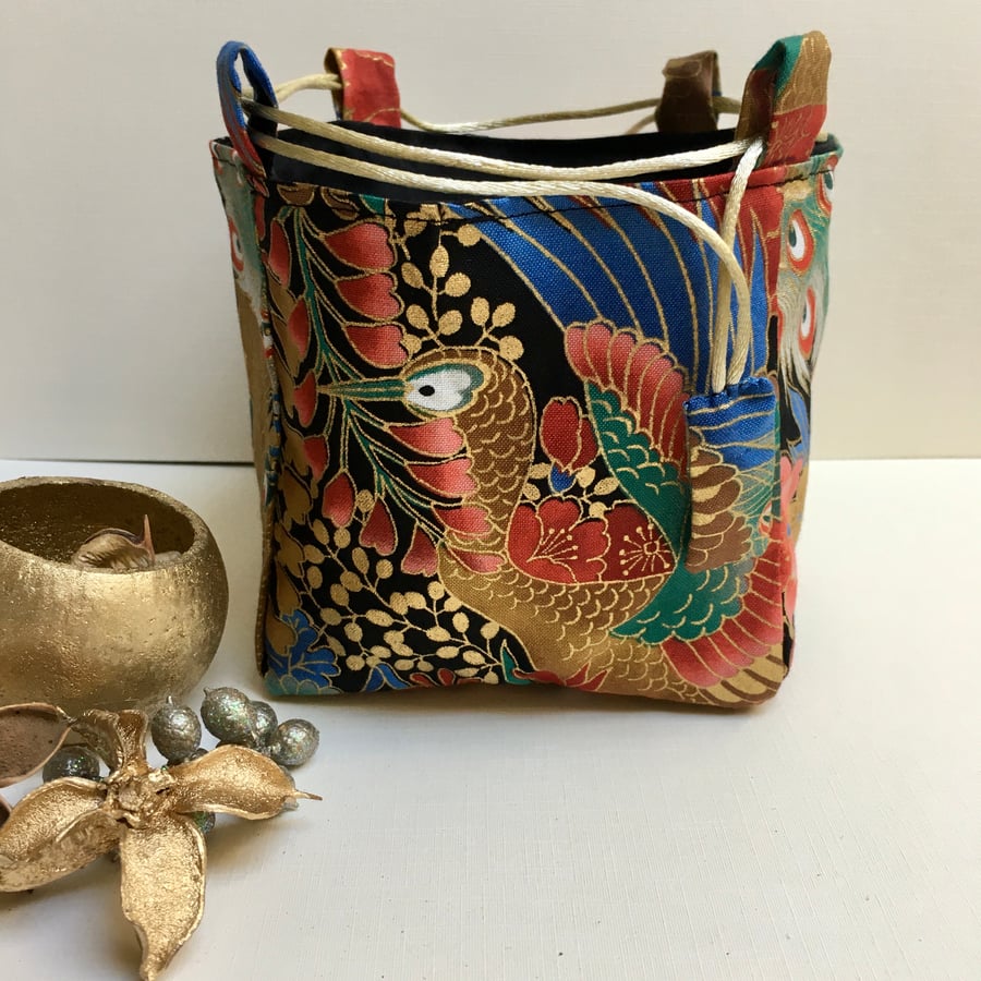 Gilded Peacock Japanese Rice Bag Gift Bag