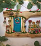 Handmade Dartmoor wood Fairy Door & Garden. Summer Woodland Magic