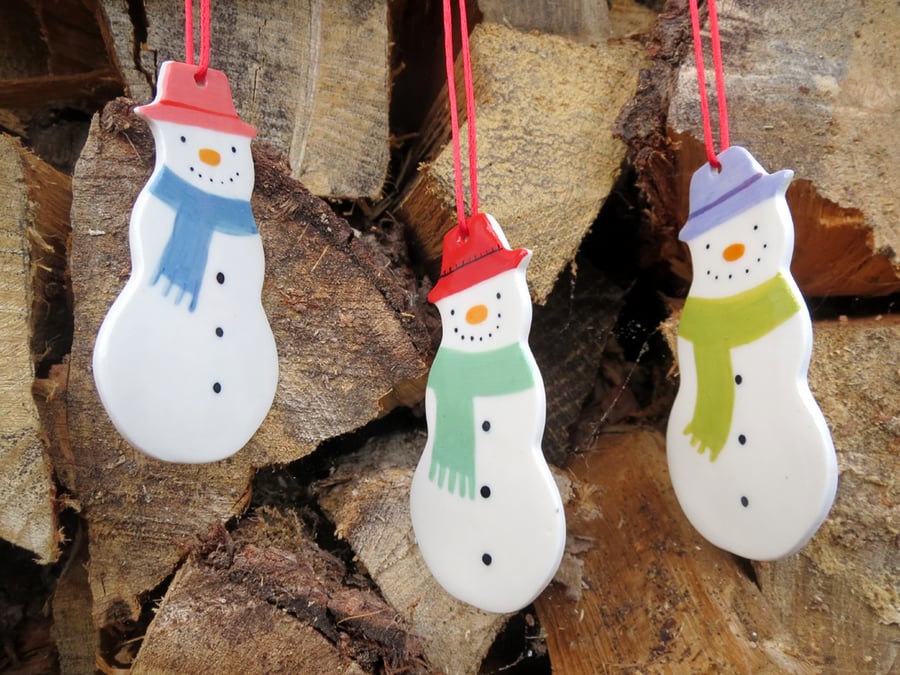 Snowman Porcelain Decoration