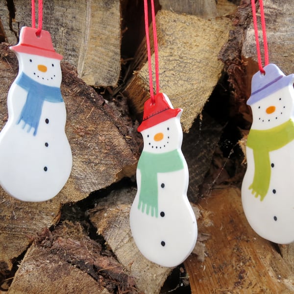 Snowman Porcelain Decoration