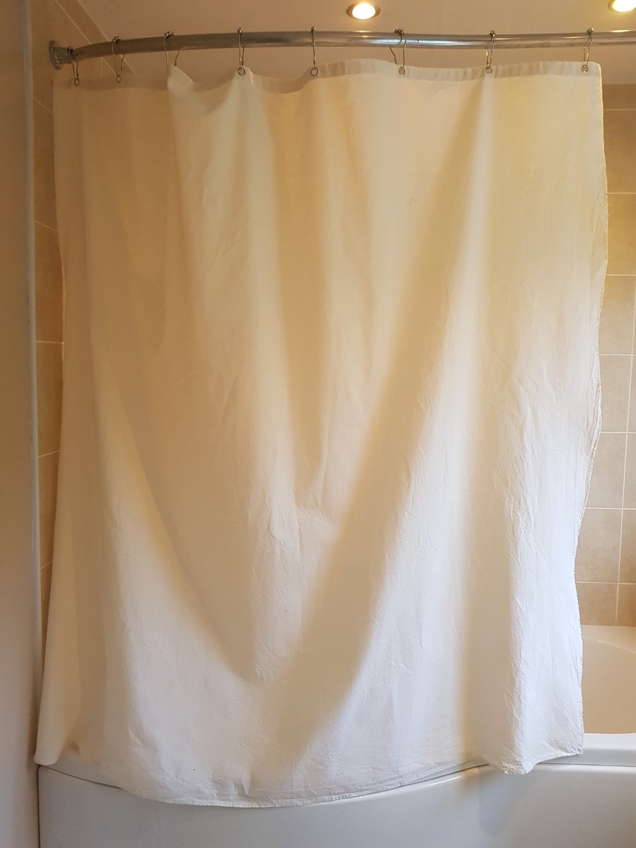Natural Organic Cotton Shower Curtain, washable non-waxed