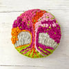 Brooch, Hand Embroidered Multi Coloured Tree of Life 