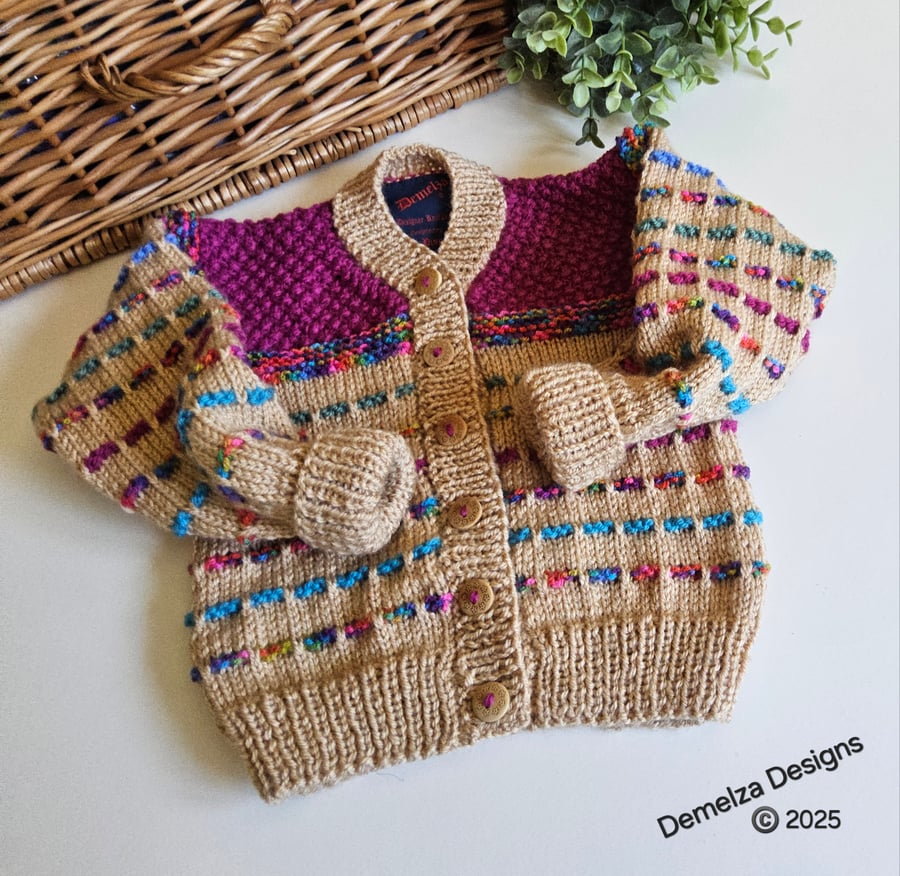 Hand Knitted Designer Girl's Cardigan 18 - 24  months 