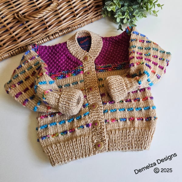 Hand Knitted Designer Girl's Cardigan 18 - 24  months 