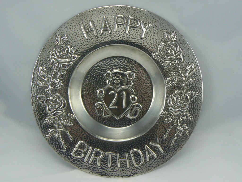 Pewter 21st birthday plate (pewter)