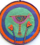 LBM04 - Lovebird Mandala Wall Hanging-15cm diameter-Green-Purple-Orange-Copper