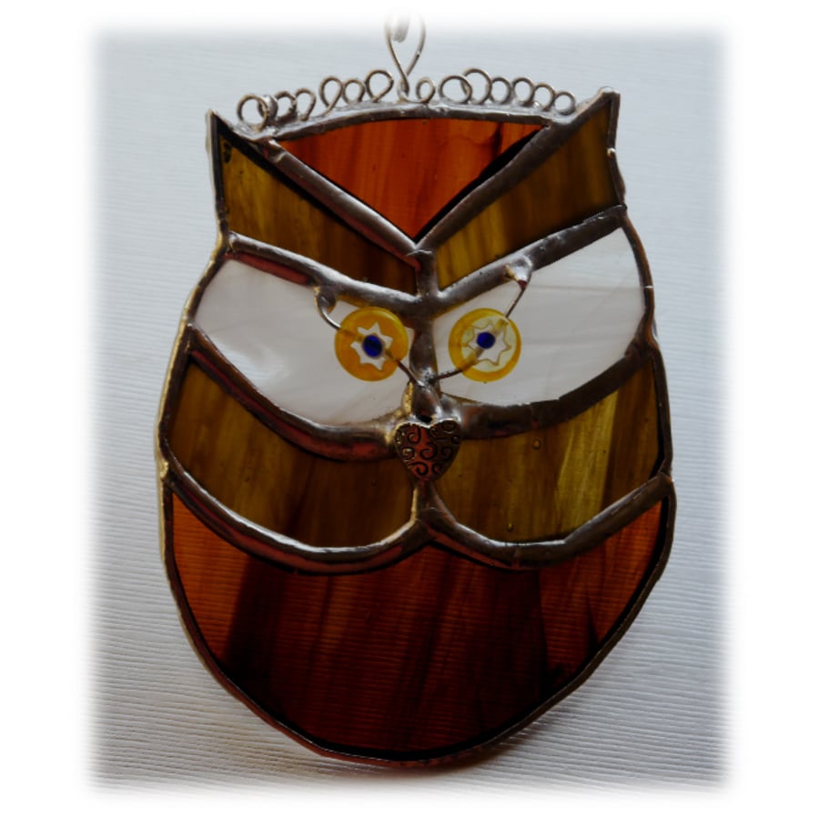 Owl Suncatcher Stained Glass Handmade Bird Small