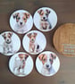 Set of 6 Jack Russell Terrier Puppy Coasters, Decoupaged Wooden Drink Mats