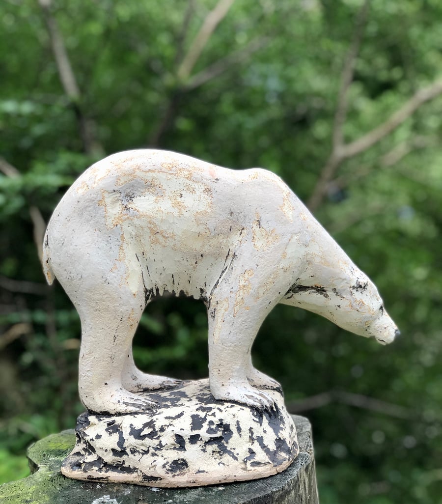 Polar Bear sculpture in ceramic by Paul Szeiler