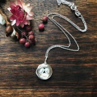 Sterling Silver Birds Nest Necklace with Freshwater Pearl Eggs