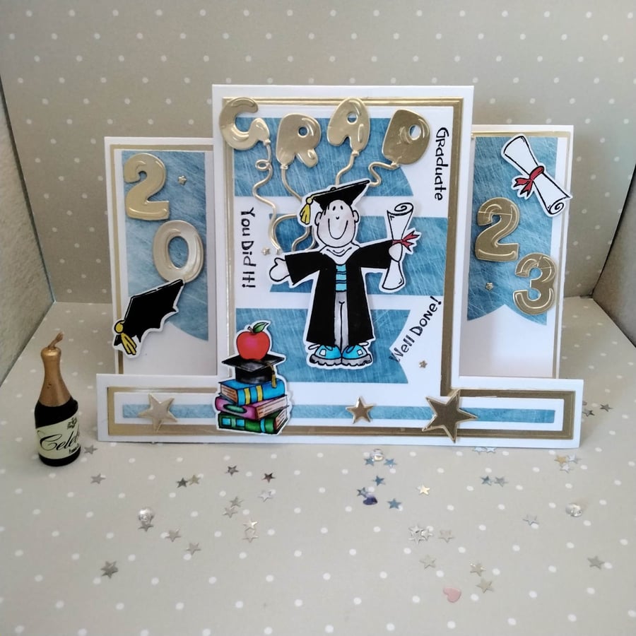 Hand-made, unique, Luxury, personalized congratulations,  Graduation, exam card