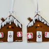 Fused glass Christmas gingerbread house decorations