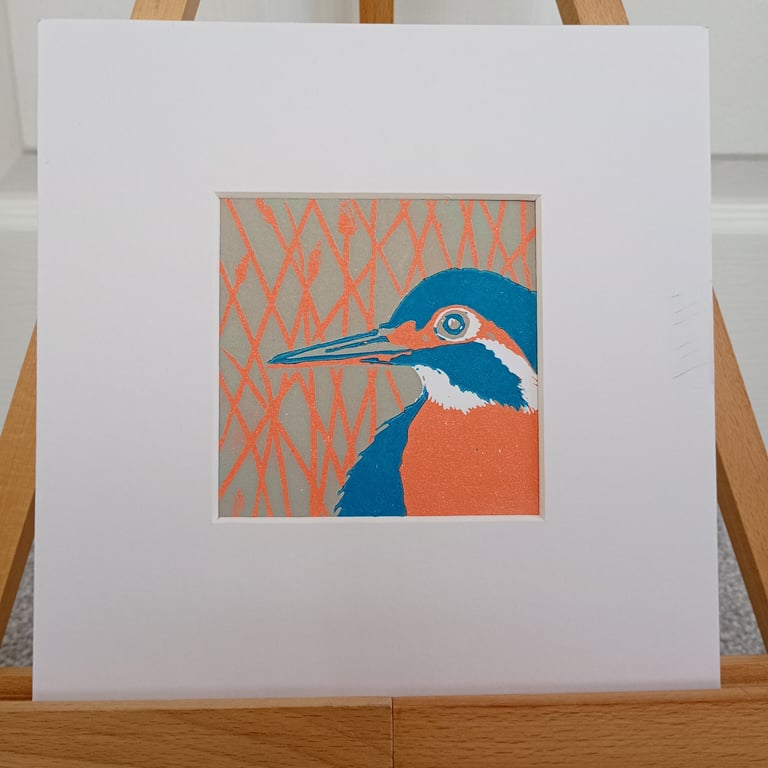 Mini linoprint kingfisher 