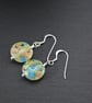 lampwork glass earrings green and blue - Image 1