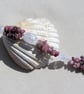 SALE Rhodonite & Crackled Clear Quartz Gemstone Bracelet "Water Lily Dew" - Image 3