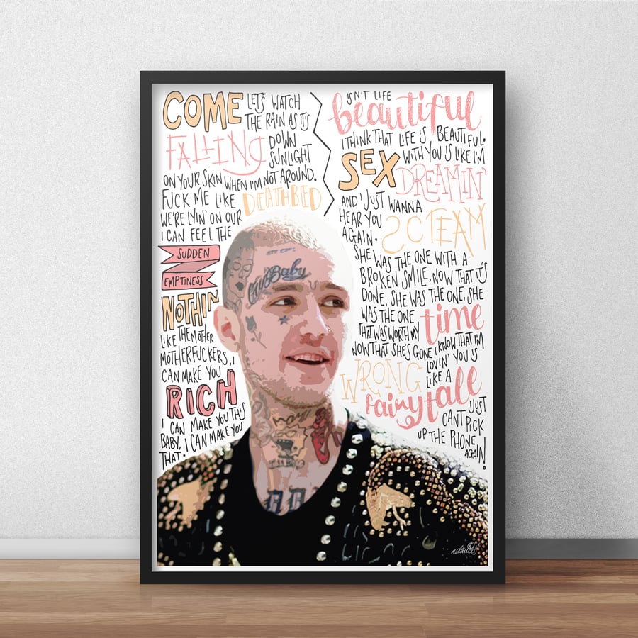 Lil Peep INSPIRED Poster, Print with Quotes, Lyrics