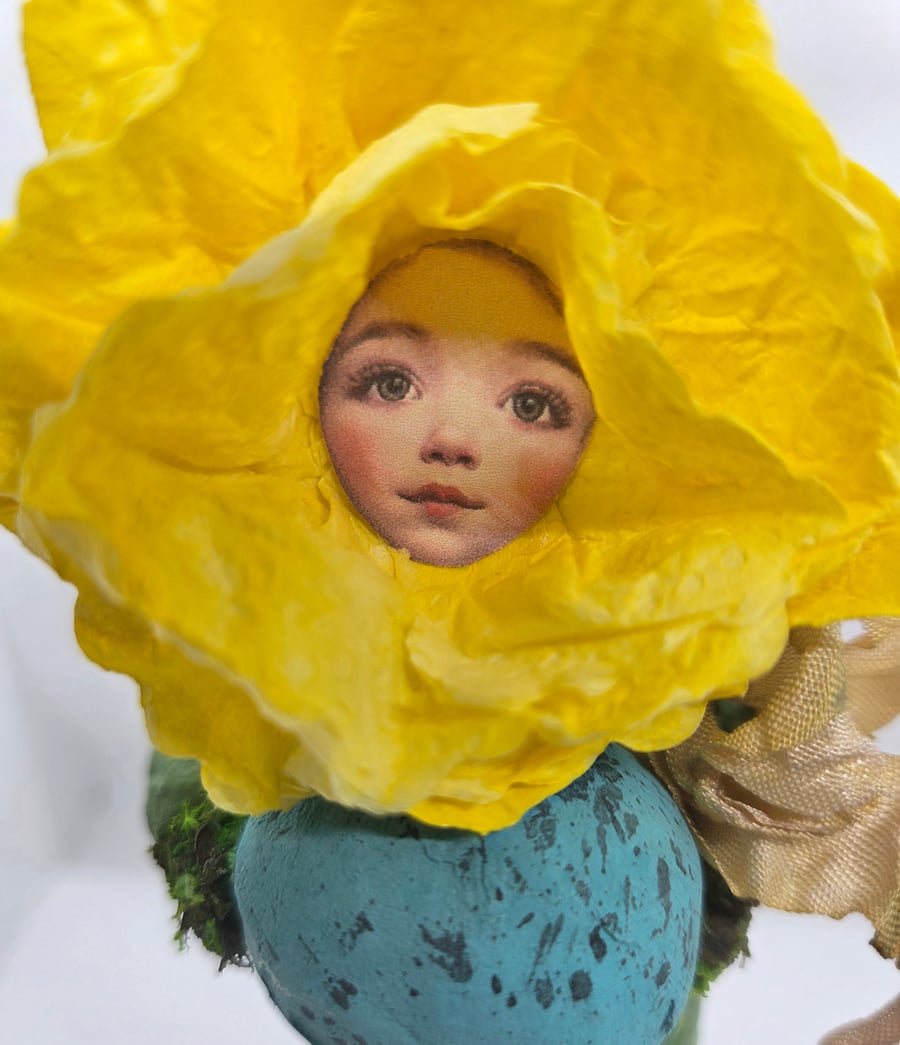 Adorable Daffodil Girl Spun Cotton Ornament 
