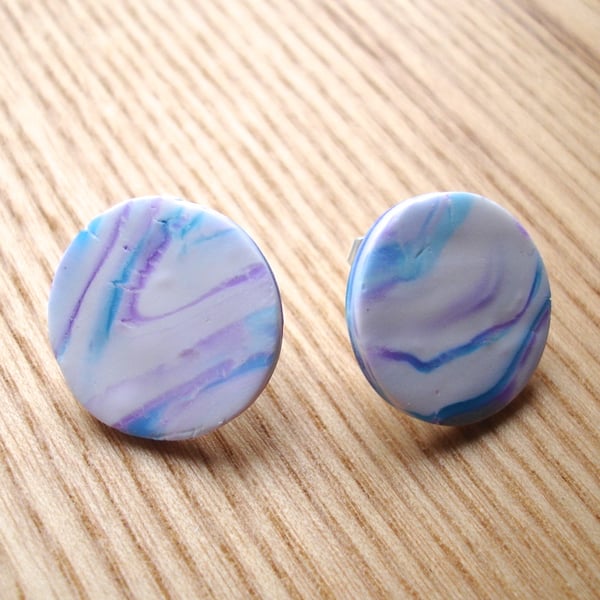 Marbled FIMO Disc Studs