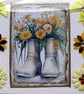 Yellow Flower Hand Crafted Decoupage Greeting Card - Blank (2660)