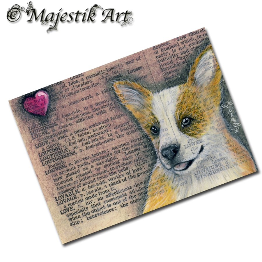 Archival ACEO Corgi 'Define' By V Kenworthy