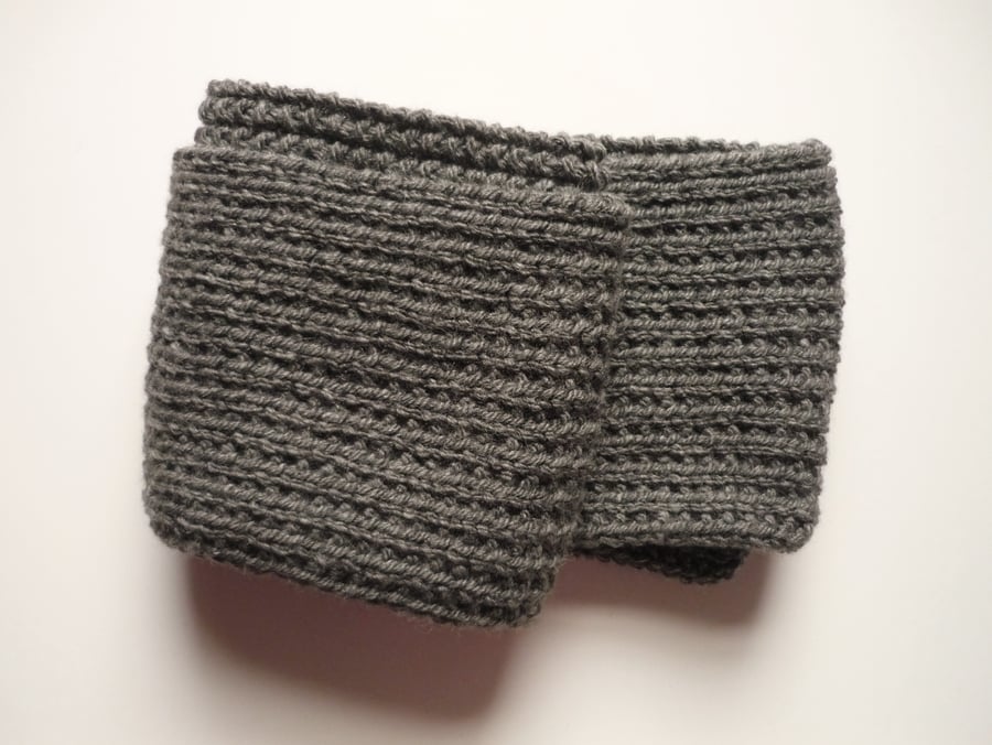 Charcoal grey men's scarf - Guys' knitted neck scarf