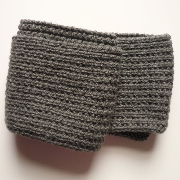 Charcoal grey men's scarf - Guys' knitted neck scarf
