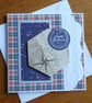 Happy Birthday Card - Orange and Blue Tartan