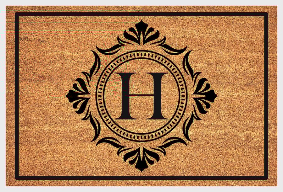H Letter Door Mat - Monogram Letter H Welcome Mat - 3 Sizes