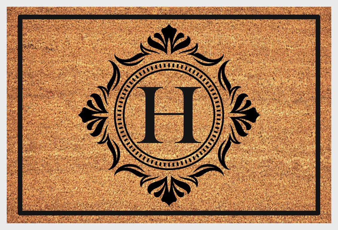 H Letter Door Mat - Monogram Letter H Welcome Mat - 3 Sizes