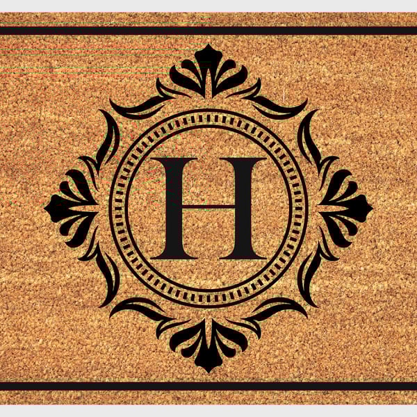 H Letter Door Mat - Monogram Letter H Welcome Mat - 3 Sizes