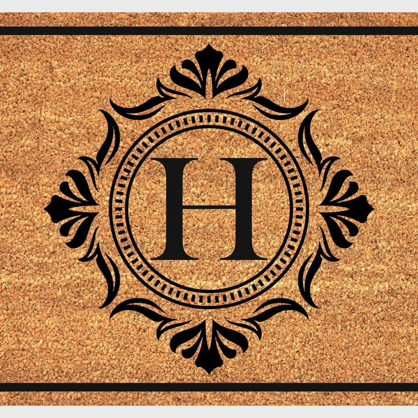 H Letter Door Mat - Monogram Letter H Welcome Mat - 3 Sizes