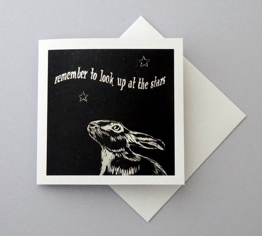 Remember To Look Up At The Stars - Stargazing Hare - blank card