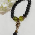 Vintage Look Peridot & Onyx Bracelet