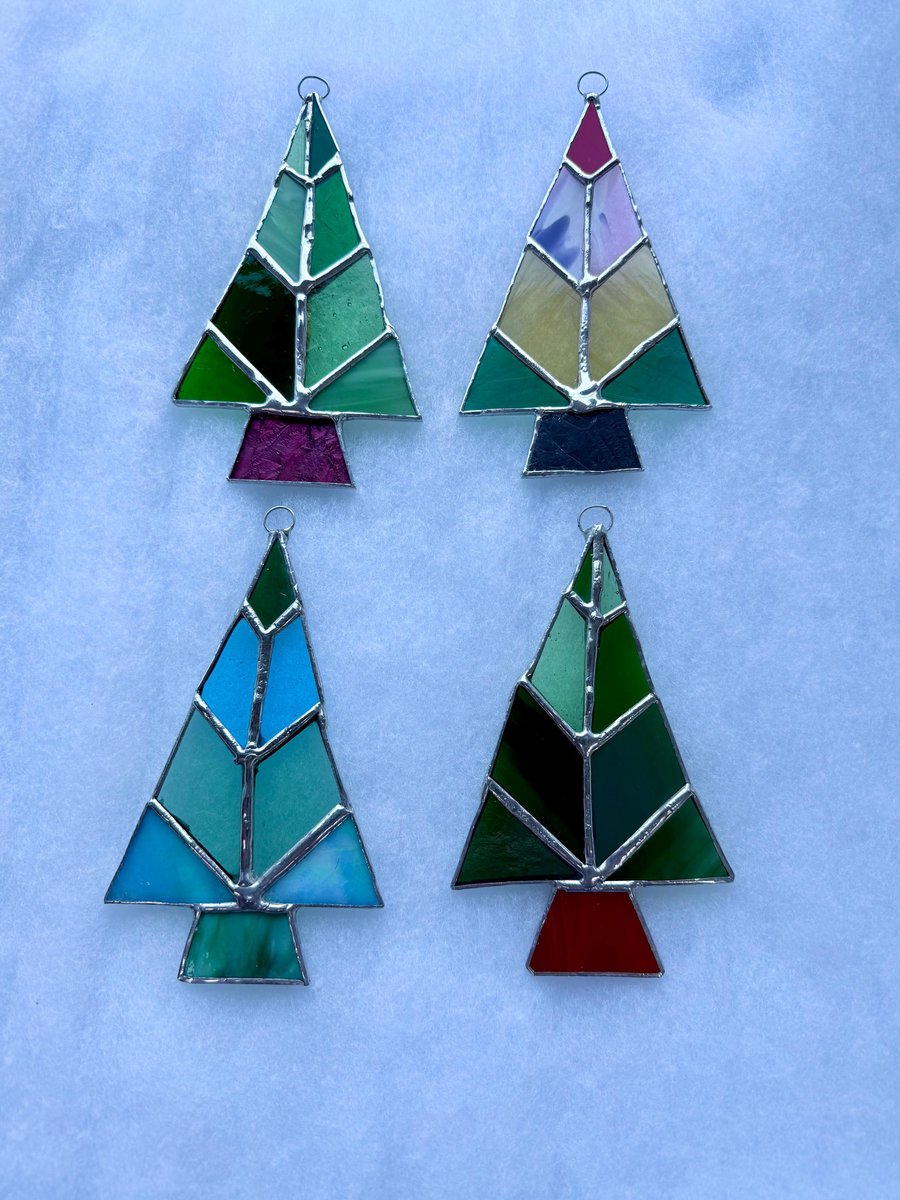 Stained glass Christmas tree - medium multi panel