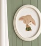 Hand-Painted Bunny Wall Art, Framed Oval Acrylic Rabbit Painting Nursery Decor - Image 4