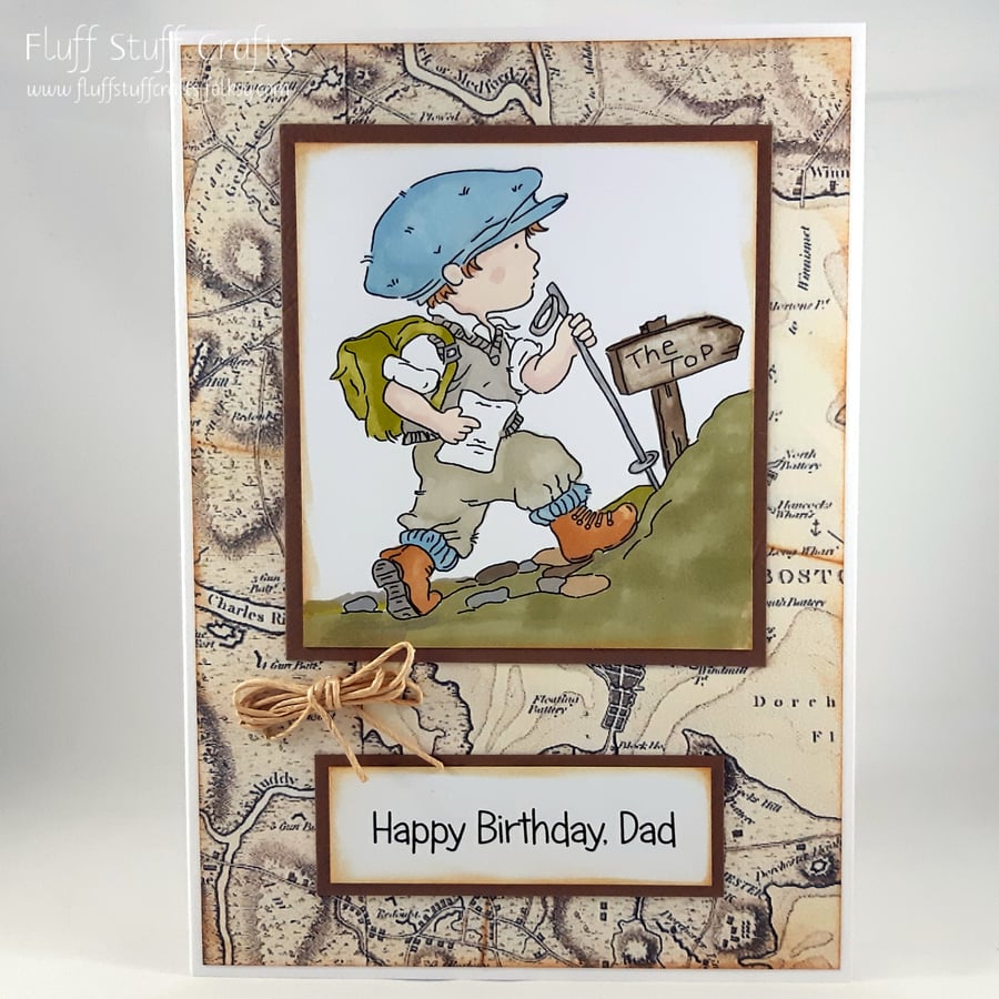 Handmade Dad birthday card - the hiker