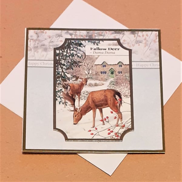 Fallow Deer Mini Christmas Card