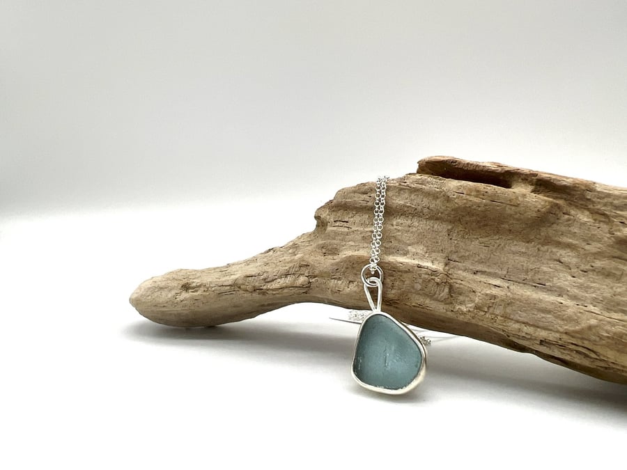 Light Blue Sea Glass Necklace 