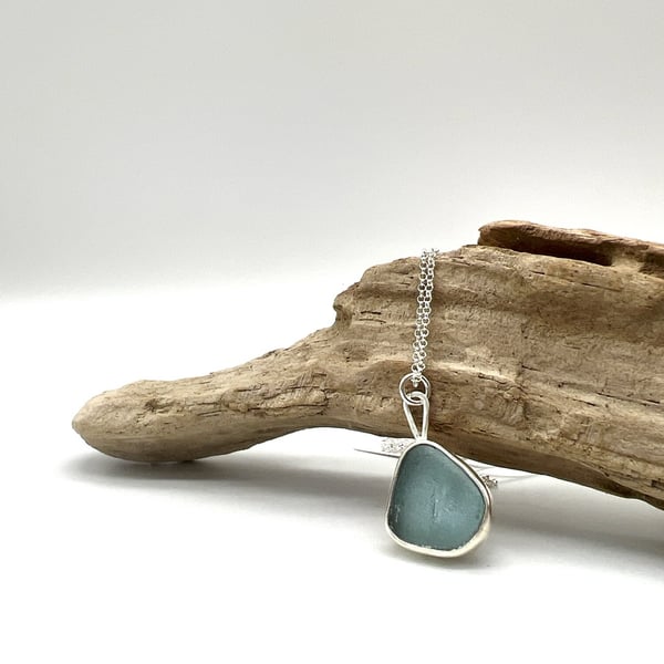 Light Blue Sea Glass Necklace 